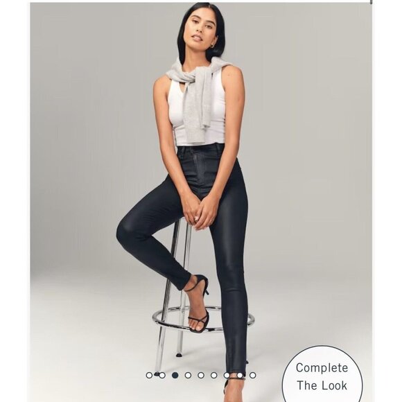 Abercrombie & Fitch High Rise Super Skinny Ankle Black Coated Jeans Size 27 - Picture 1 of 9